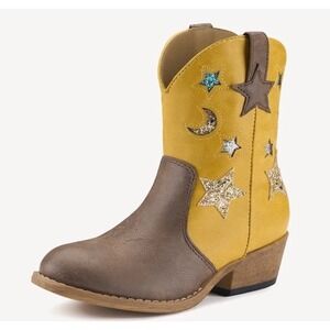 Rollda Kids Cowboy Boots for Boys Girls Western Square Toe Cowgirl Boots Sz 11